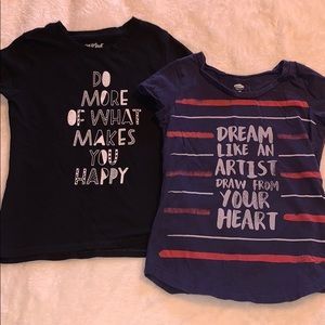 Wrinkled but iron fixable little girls tees.